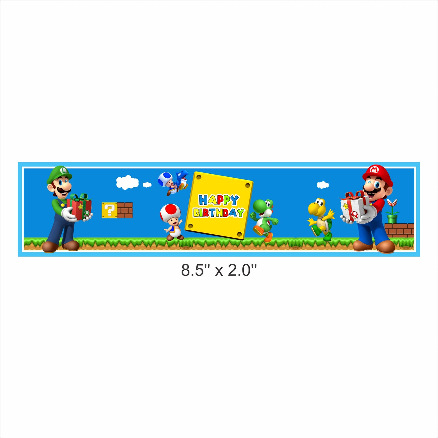 Super Mario Theme Birthday Party Water Bottle Labels