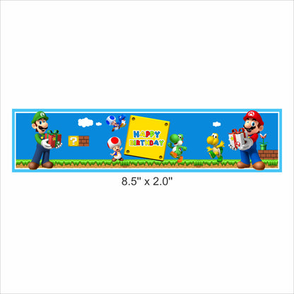 Super Mario Theme Birthday Party Water Bottle Labels