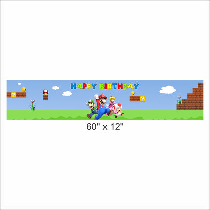 Super Mario Theme Birthday Long Banner for Decoration