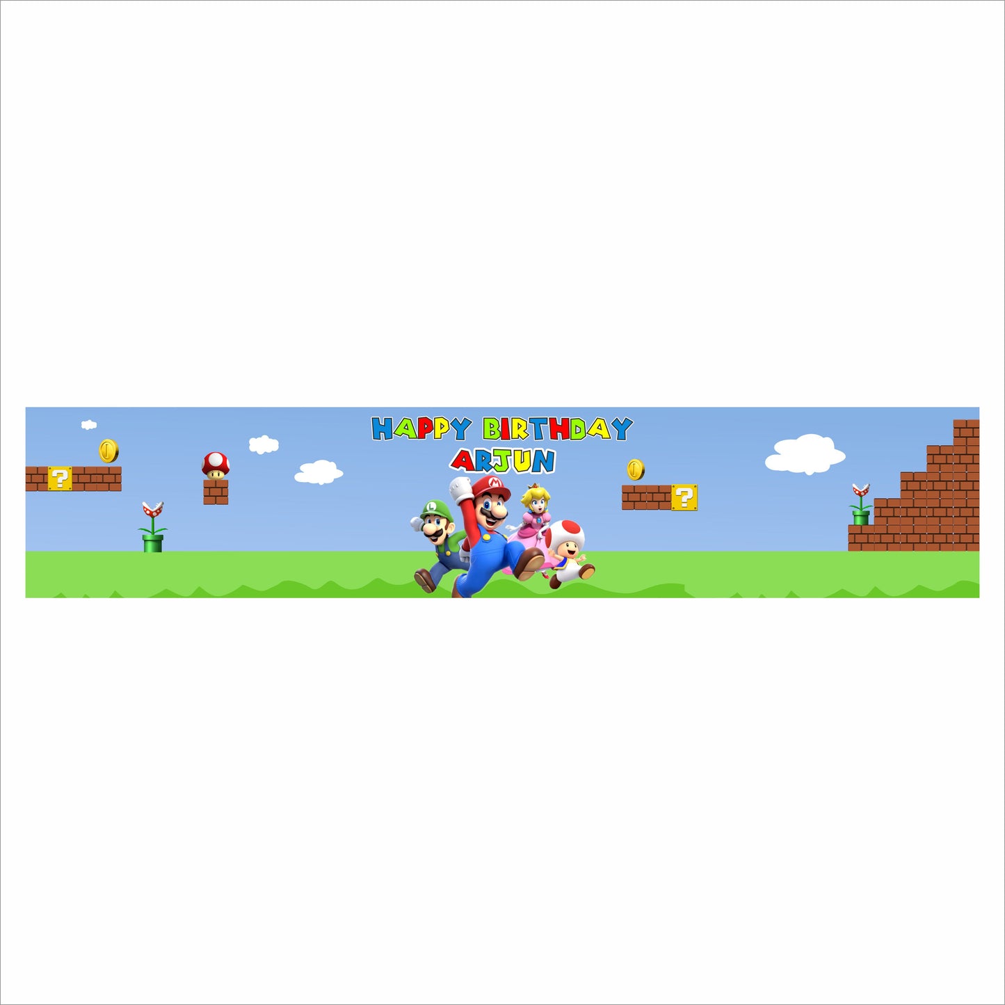 Super Mario Theme Birthday Long Banner for Decoration