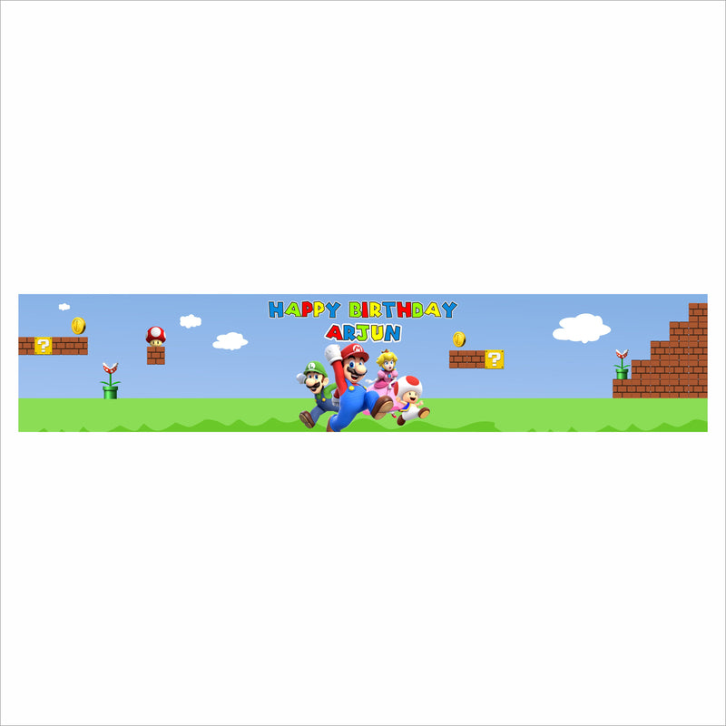 Super Mario Theme Birthday Long Banner for Decoration