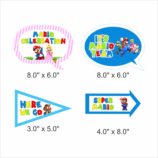 Super Mario Theme Birthday Party Photo Booth Props Kit