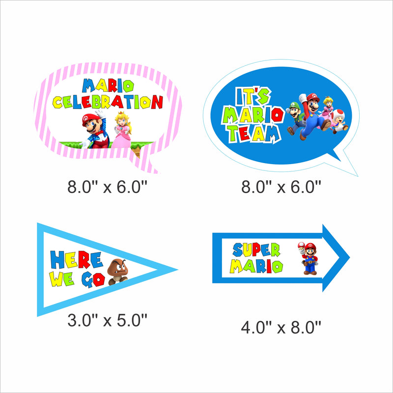 Super Mario Theme Birthday Party Photo Booth Props Kit