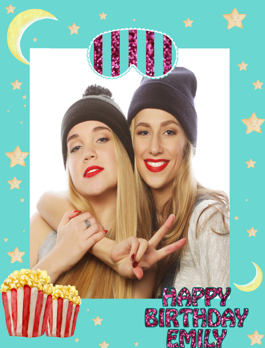 Pyjama Party Theme Birthday Party Selfie Photo Booth Frame