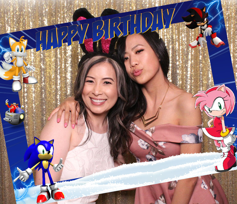 Sonic Theme Birthday Party Selfie Photo Booth Frame & Props