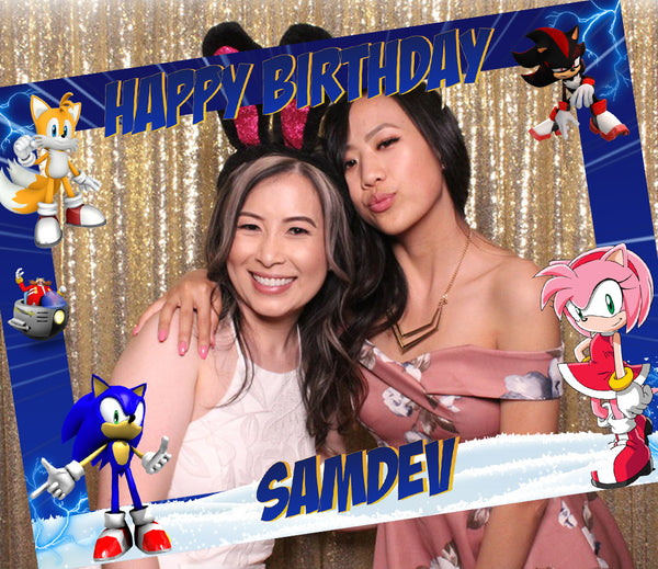 Sonic Theme Birthday Party Selfie Photo Booth Frame & Props