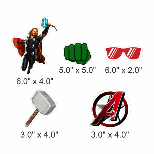 Avenger Theme Birthday Party Photo Booth Props Kit - Pack of 20