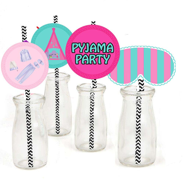 Pyjama Party Theme Birthday Party Straws