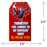 Spiderman Theme Birthday Party Thank You Gift Tags