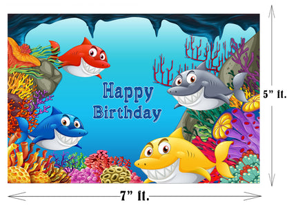 Baby Shark Theme Birthday Party Backdrop