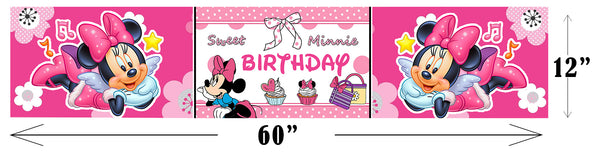 Minnie Theme Birthday Long Banner for Decoration