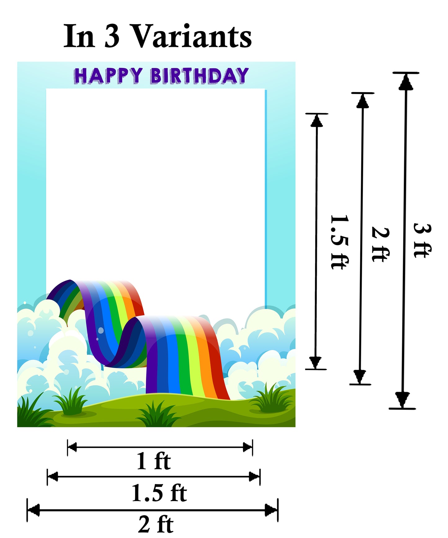 Rainbow Theme Birthday Party Selfie Photo Booth Frame & Props