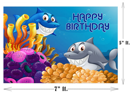 Baby Shark Theme Birthday Party Backdrop