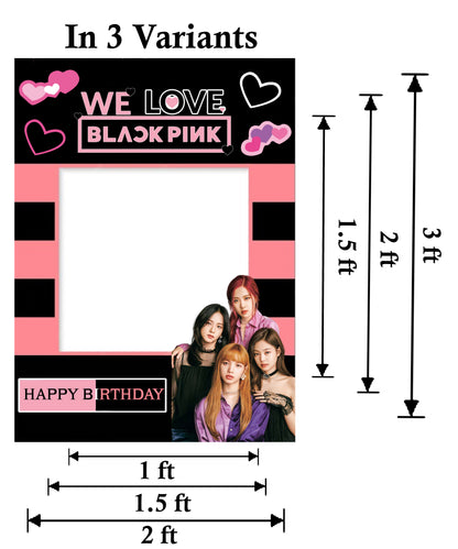 Black Pink Theme Birthday Party Selfie Photo Booth Frame