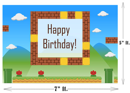Super Mario Theme Birthday Party Backdrop