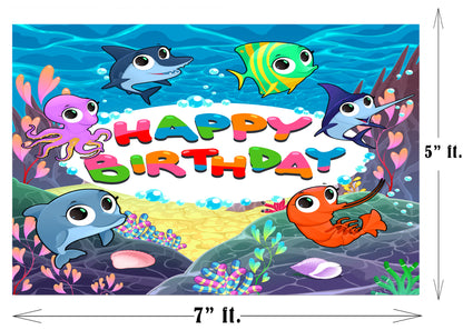 Baby Shark Theme Birthday Party Backdrop