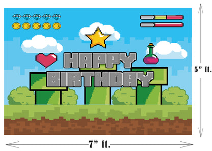 Super Mario Theme Birthday Party Backdrop