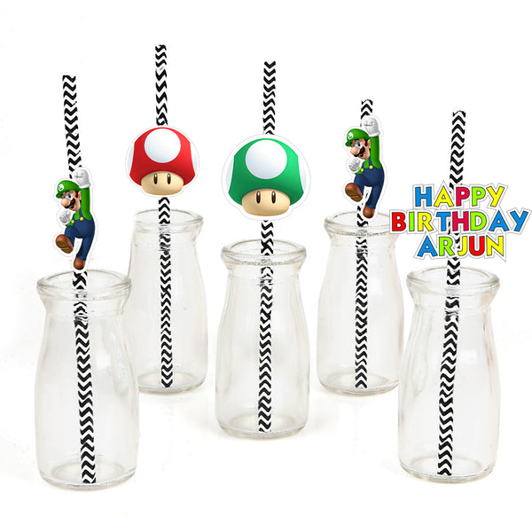 Super Mario Theme Birthday Party Paper Decorative Straws