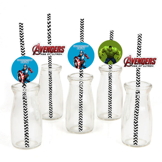 Avenger Theme Birthday Party Paper Decorative Straws