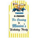 Minnion Theme Birthday Party Thank You Gift Tags