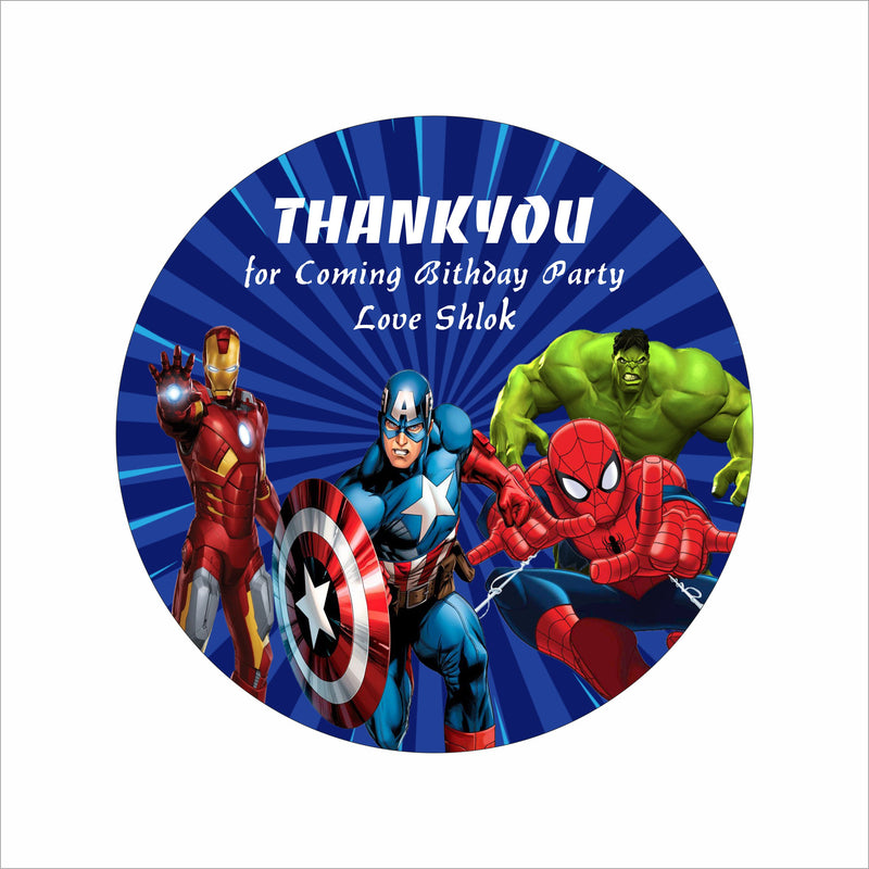 Avenger Theme Birthday Party Thank You Gift Tags