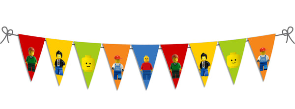 Lego Theme Birthday Party Triangle Flag Banner For Decoration