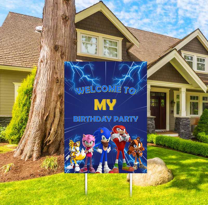 Sonic Theme Birthday Party Welcome Board 