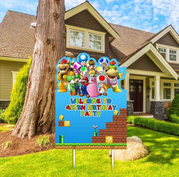Super Mario Theme Birthday Party Welcome Board