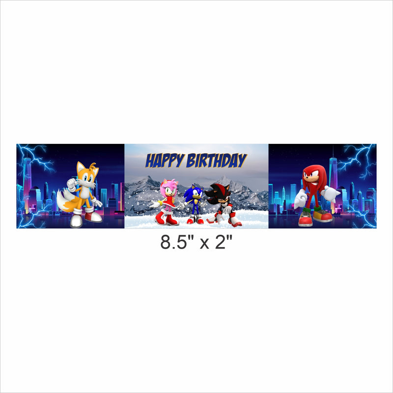 Sonic Birthday Party Water Bottle Sticker Labels