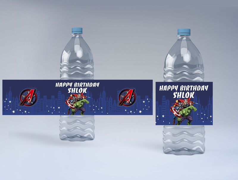 Avenger Theme Water Bottle Labels
