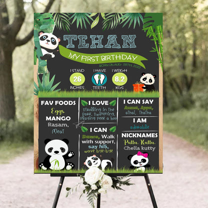 Panda Customized Chalkboard Milestone Board for Kids Birthday Party