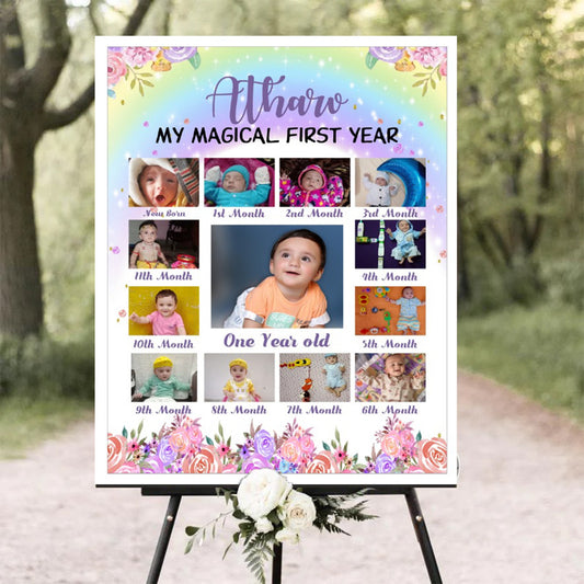 My First Year Customized Milestone Board for Kids Birthday Party(New Born -12 months )