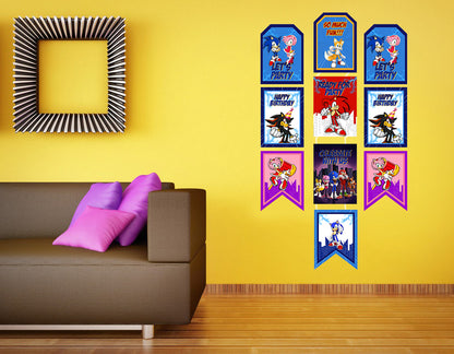 Sonic Theme Birthday Paper Door Banner for Wall Decoration