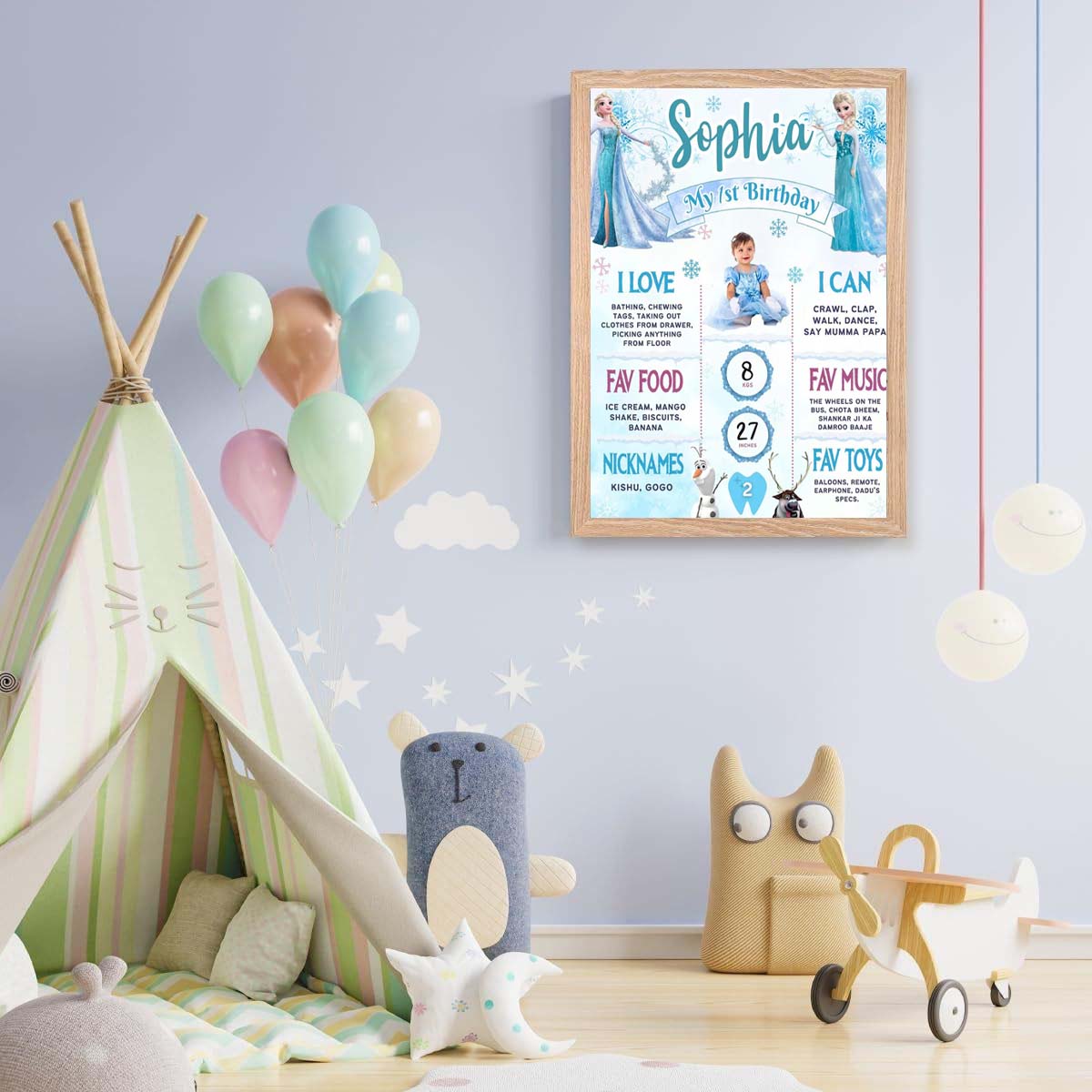 Frozen Customized Chalkboard Milestone Board for Kids Birthday Party
