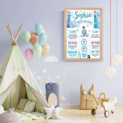 Frozen Customized Chalkboard Milestone Board for Kids Birthday Party