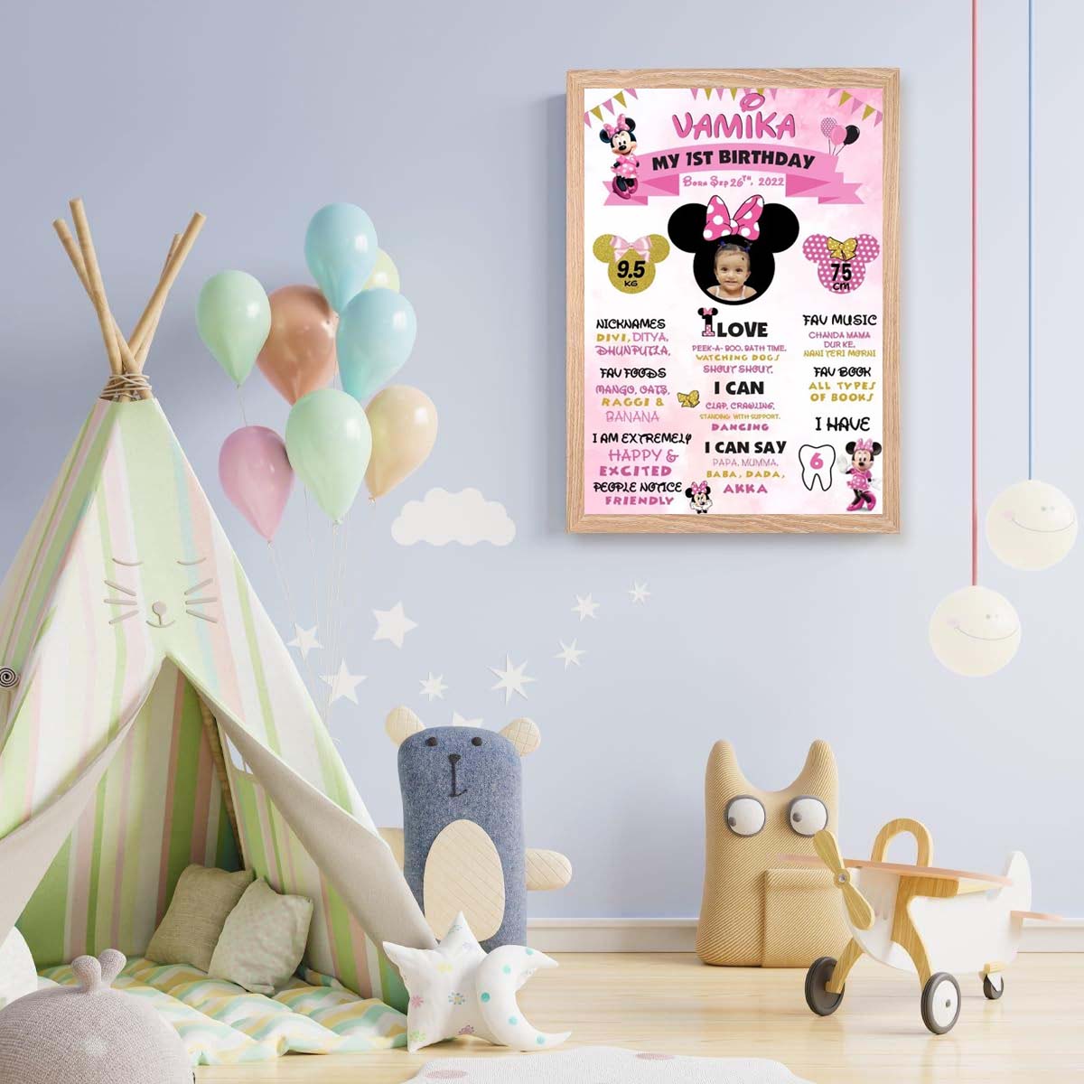 Minnie Customized Chalkboard Milestone Board for Kids Birthday Party
