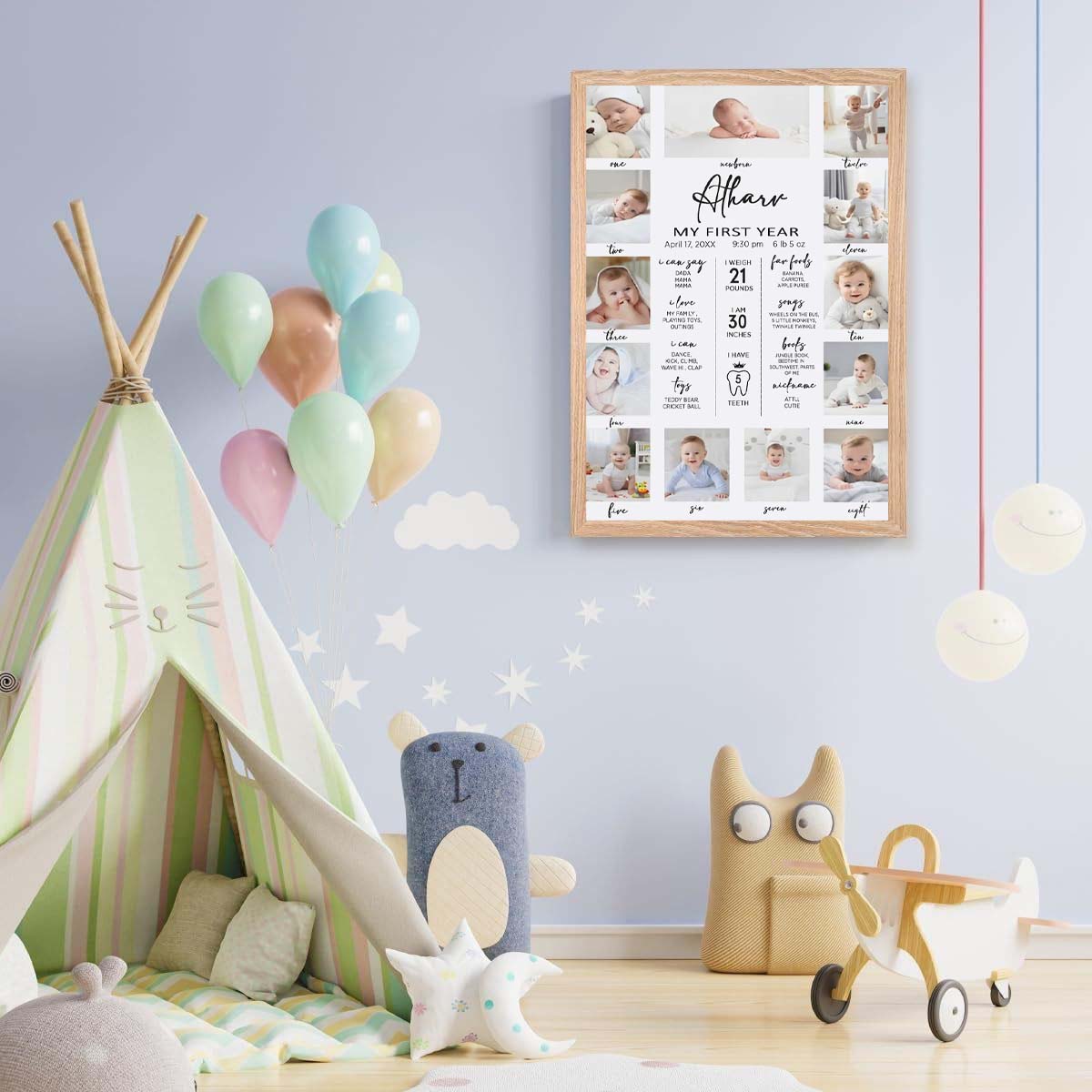 My First Year Customized Milestone Board for Kids Birthday Party(New Born -12 months)