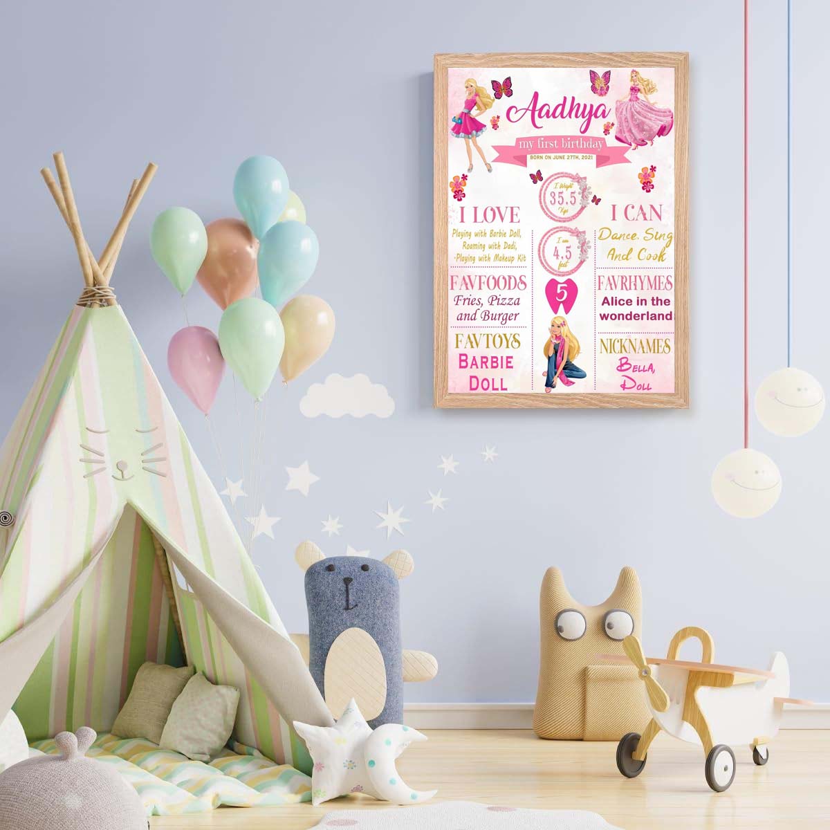 Barbie Customized Chalkboard Milestone Board for Kids Birthday Party