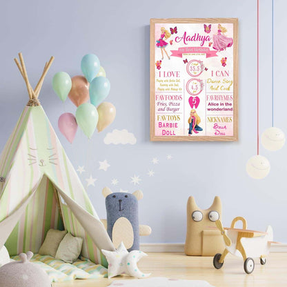 Barbie Customized Chalkboard Milestone Board for Kids Birthday Party