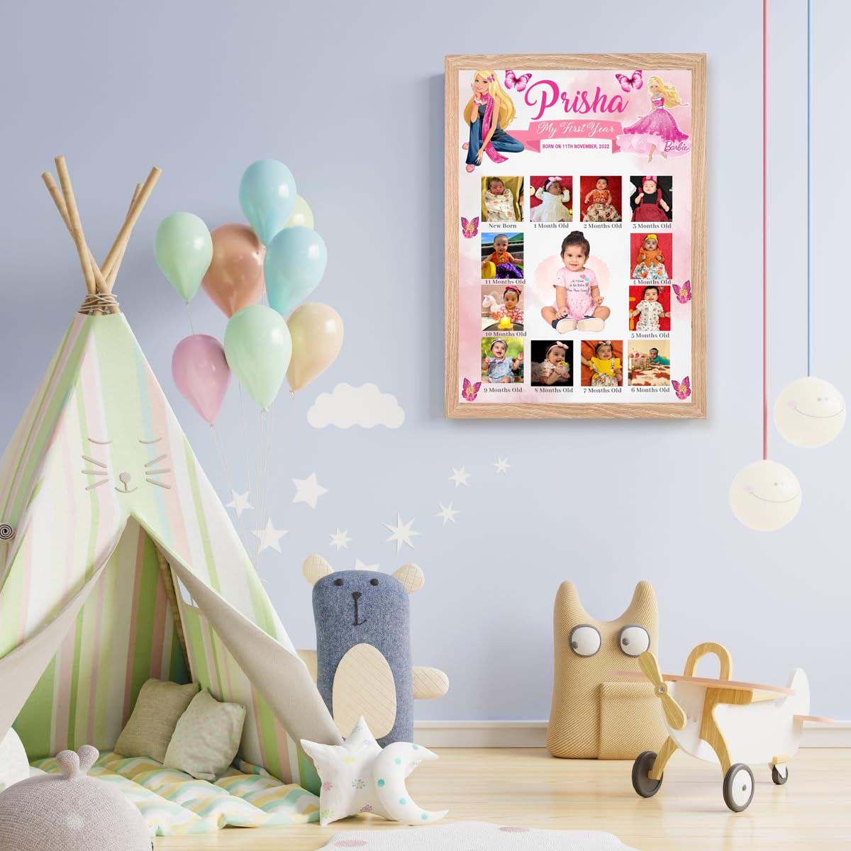 Barbie Customized Chalkboard/Milestone Board for Kids Birthday Party