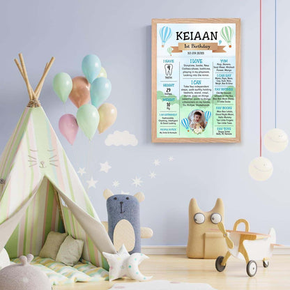 Hot Air Theme Customized Chalkboard Milestone Board for Kids Birthday Party
