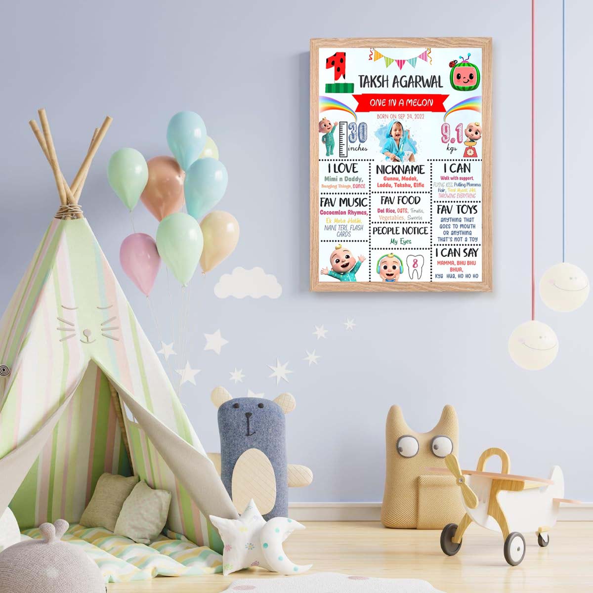 Cocomelom Customized Chalkboard Milestone Board for Kids Birthday Party