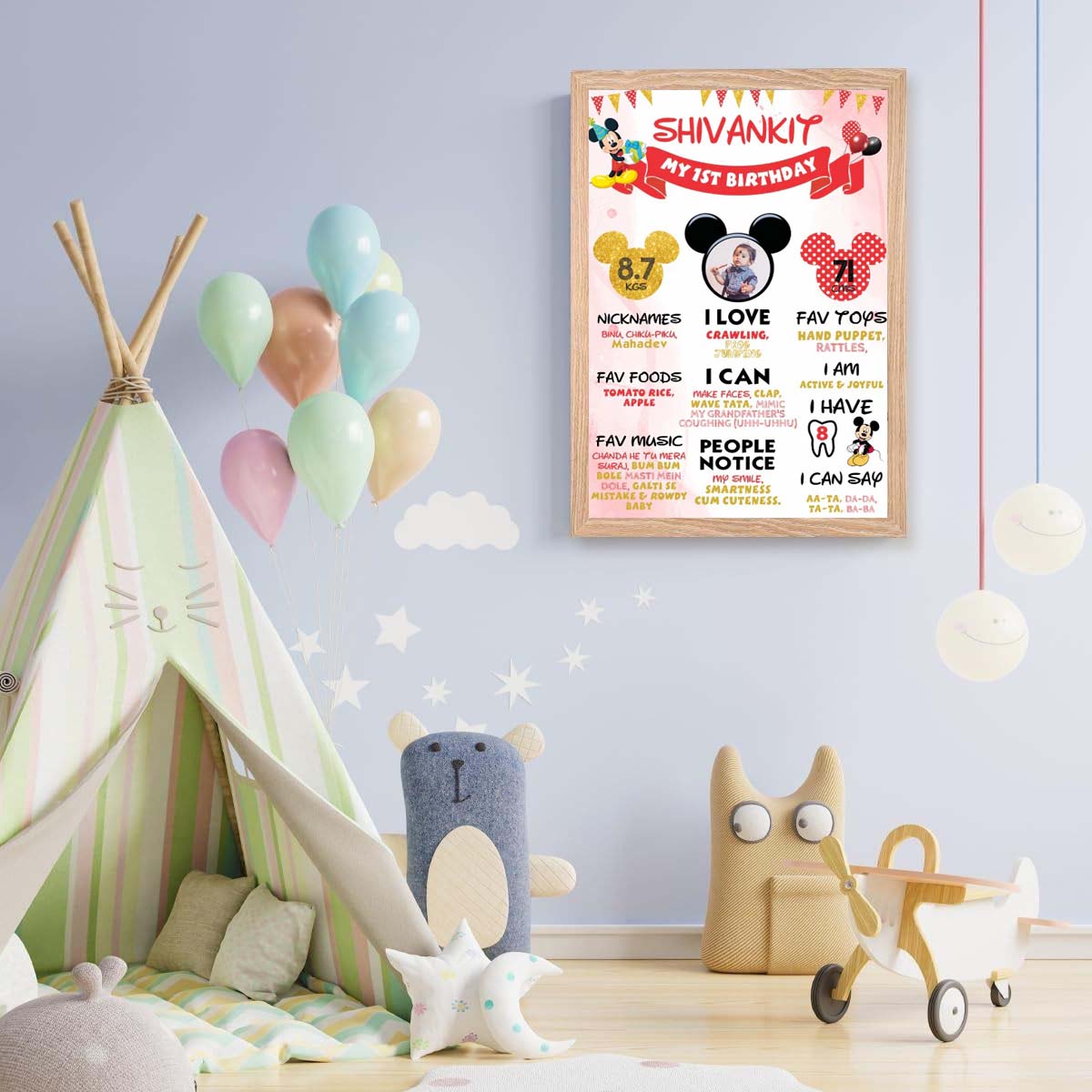 Mickey Customized Chalkboard Milestone Board for Kids Birthday Party