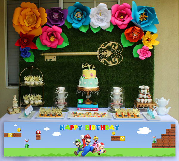 Super Mario Theme Birthday Long Banner for Decoration