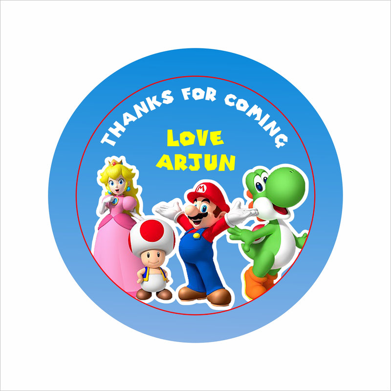 Super Mario Theme Birthday Party Thank You Gift Tags