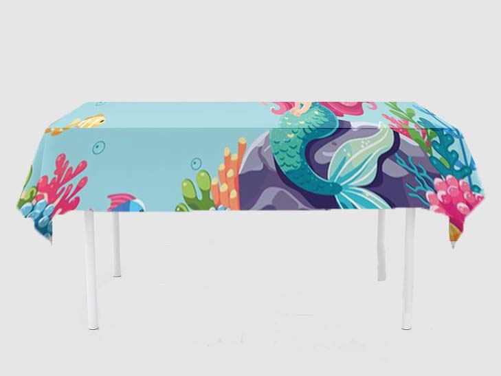 Mermaid Theme Birthday Cake Table Cover