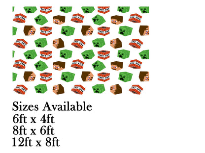 Minecraft Theme Birthday Cake Table Cover