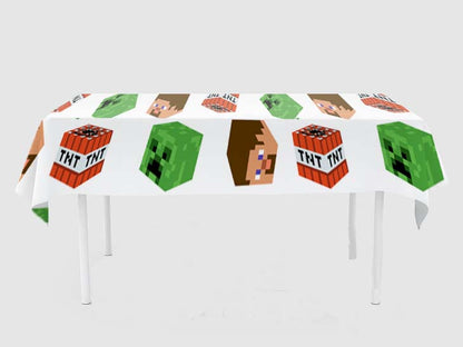 Minecraft Theme Birthday Cake Table Cover