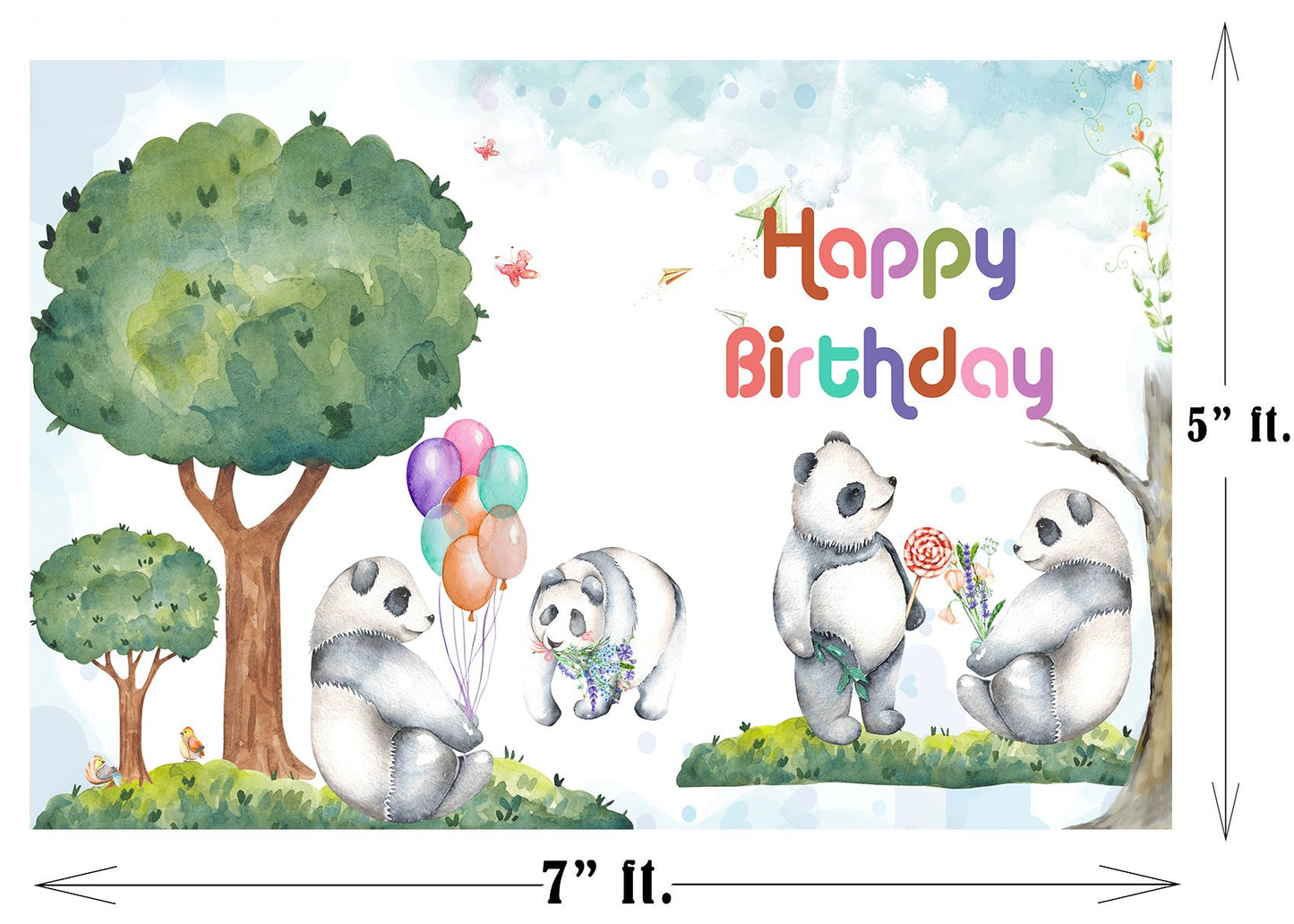 Panda Theme Birthday Party Backdrop