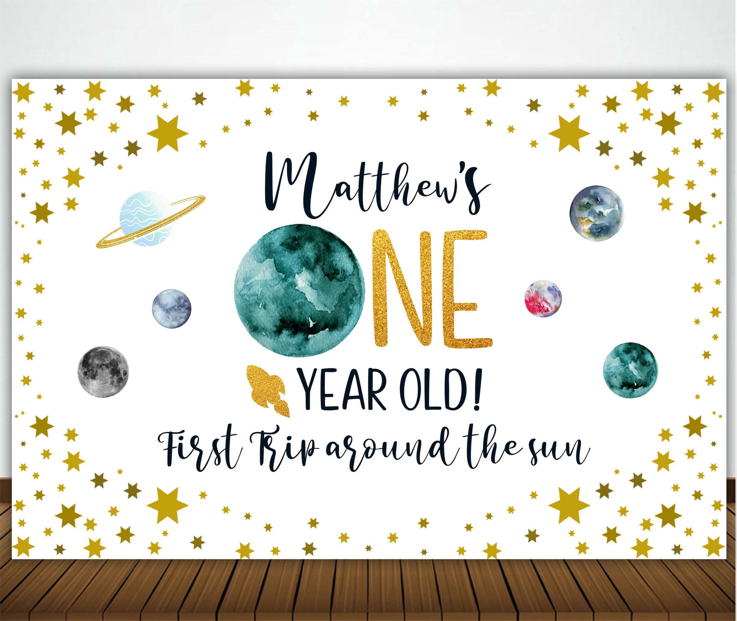 Space Theme Birthday Party Backdrop